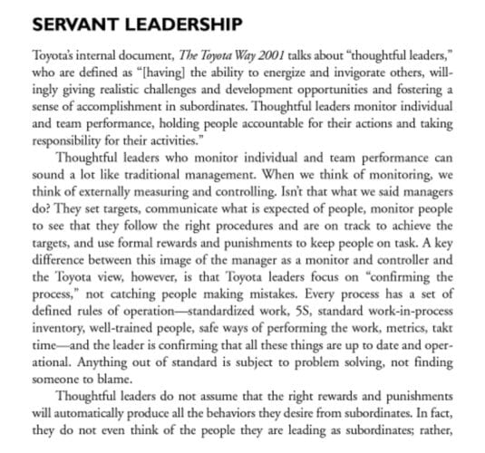 Toyota quote from The Toyota Way 2001 about leadership and confirming the process