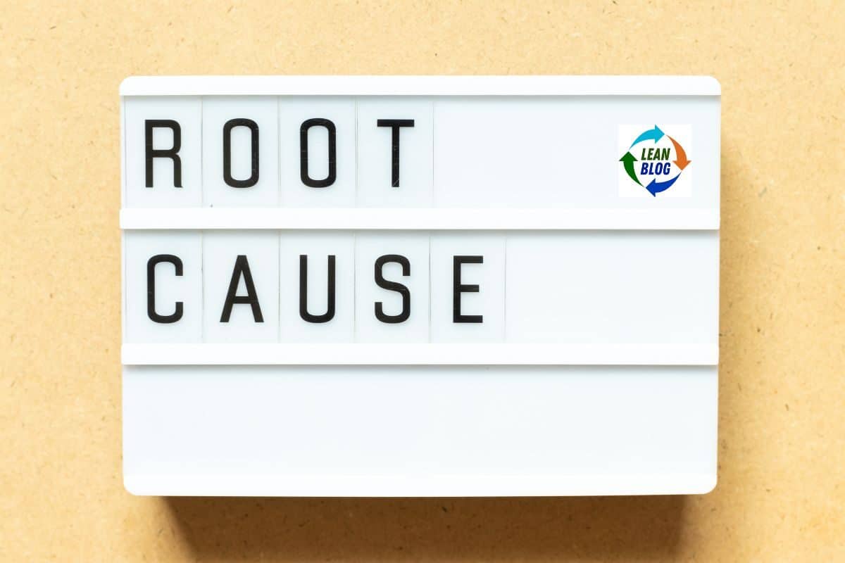 "Root cause" on a lightbox with Lean Blog logo in top right corner.
