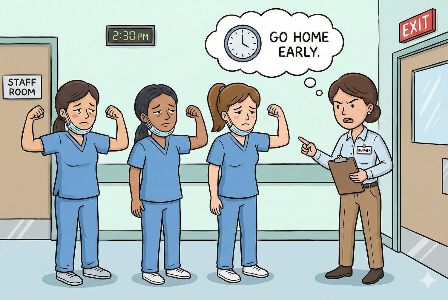 flexing sending nurses home early hospital