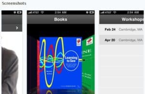 A New App to Download, Events to Attend, and a Book to Read Screenshot of a mobile app interface showing three sections: Home, Books, and Workshops. The Books section displays the cover of a book titled "Learning to See" by Mike Rother and John Shook. The Workshops section lists events on Feb 24 and Apr 20 in Cambridge, MA. lean blog