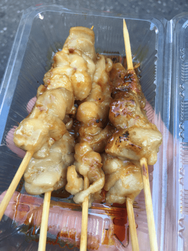 Street food, chicken skewers