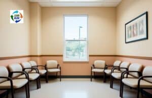 Be Careful With “No Waiting Rooms”: A Lean Lesson From Zero Inventory Empty waiting room with beige walls, chairs, window showing outdoor view, and framed artwork.