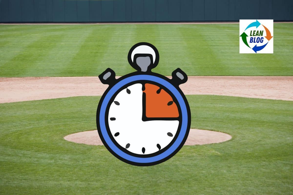 1. Stopwatch illustration over a baseball field, symbolizing time management and efficiency.