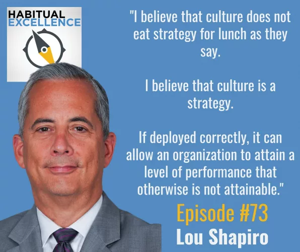"I believe that culture does not eat strategy for lunch as they say.  I believe that culture is a strategy.  If deployed correctly, it can allow an organization to attain a level of performance that otherwise is not attainable."
