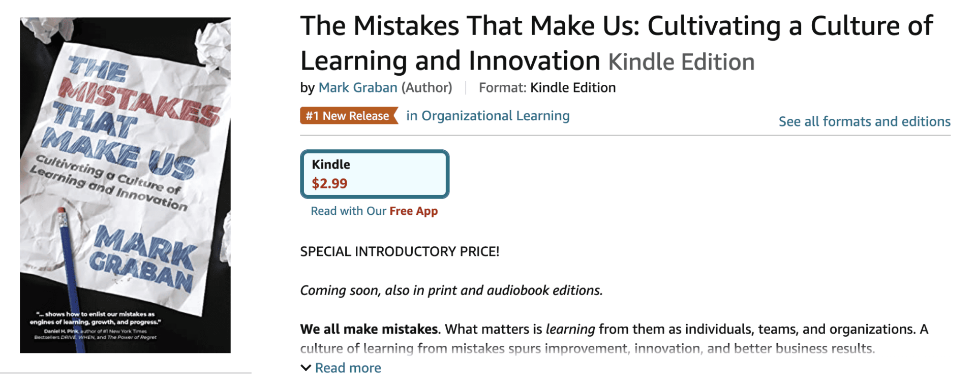The Mistakes That Make Us: Cultivating a Culture of Learning and Innovation Amazon Kindle 