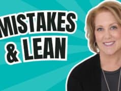 Karen Martin on the Power of Mistake Proofing in Lean Management The image is a promotional cover for the Lean Blog Interviews podcast, Episode 510. It features a teal background with rays emanating from the center. The title "MISTAKES & LEAN" is prominently displayed in bold, black letters with a white outline. The episode number "Episode 510" is written below the title. On the right side, there is a photo of Karen Martin, smiling and looking towards the camera. In the top left corner, there is a smaller image of Mark Graban with the text "Lean Blog Interviews" and his name, "Mark Graban."