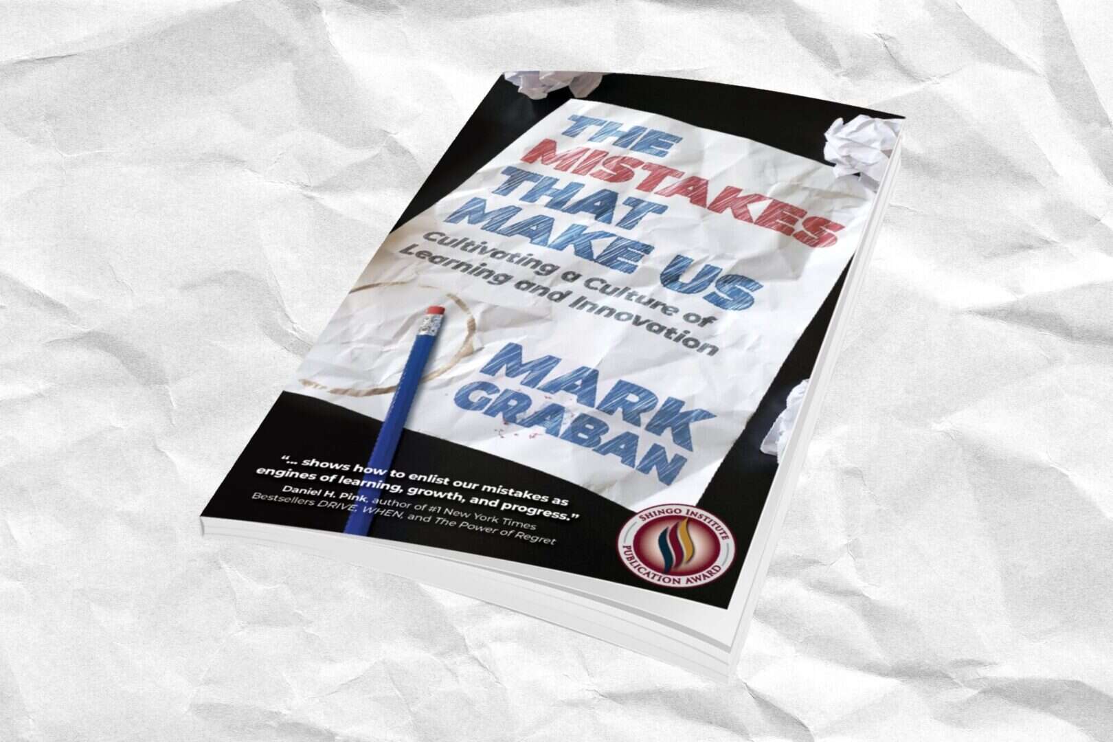Enigmatic book cover with crumpled paper background, emphasizing process improvement and innovation.