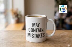 The One Thing ChatGPT Does That Most Leaders Won't Coffee mug with disclaimer text May contain mistakes as a metaphor for leaders admitting fallibility