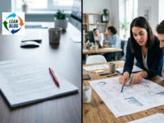 An AI Gave Me an A3 Evaluation. I Needed a Coach. image showing two approaches: A report that's dumped on a desk vs. a live coaching conversation about an A3 report