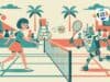 9 Ways to Use the AI Lean Coach That You Probably Haven’t Tried Mid-century modern illustration of a person and a robot playing tennis, volleying a ball labeled 'Why?' -- representing the 5 Whys Tennis coaching exercise