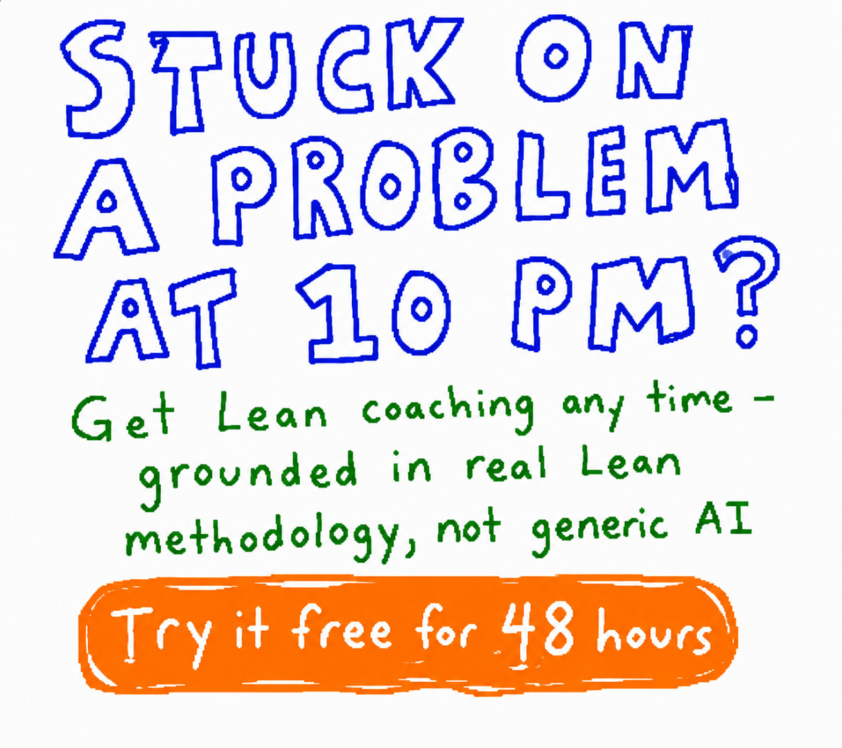 lean coach ad hand drawn