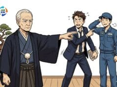 Anthropic’s Claude Code Leak: Why the Instinct to Fire Someone Is the Lazy Response Japanese anime style illustration, a wise sensei figure in traditional clothing sternly pointing at a middle manager in a business suit who is angrily pointing his finger at a nervous factory worker in a uniform. The sensei's expression is calm but firm, correcting the manager. The manager looks caught in the act. The worker looks relieved. Clean line art, warm color palette, slightly humorous tone, no text, white background.