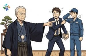 Anthropic’s Claude Code Leak: Why the Instinct to Fire Someone Is the Lazy Response Japanese anime style illustration, a wise sensei figure in traditional clothing sternly pointing at a middle manager in a business suit who is angrily pointing his finger at a nervous factory worker in a uniform. The sensei's expression is calm but firm, correcting the manager. The manager looks caught in the act. The worker looks relieved. Clean line art, warm color palette, slightly humorous tone, no text, white background.
